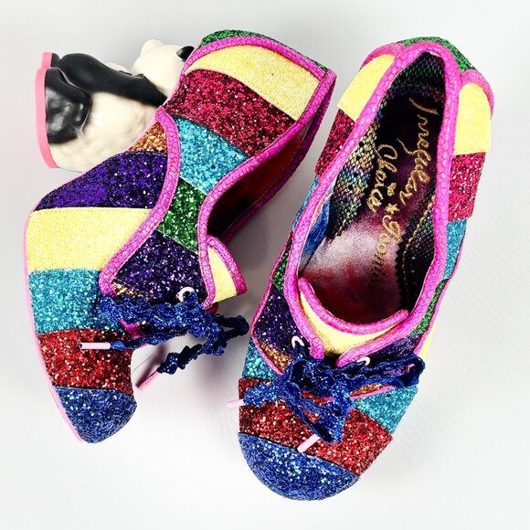 Irregular Choice x Buy Sell Worship Bei Bei Rainbow Glitter Panda Heels Size 8 - Picture 3 of 11